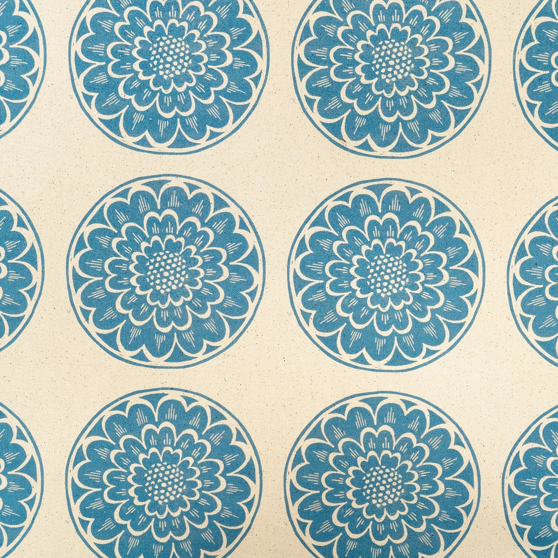 rosette lino printed fabric designed by lizzie mabley
