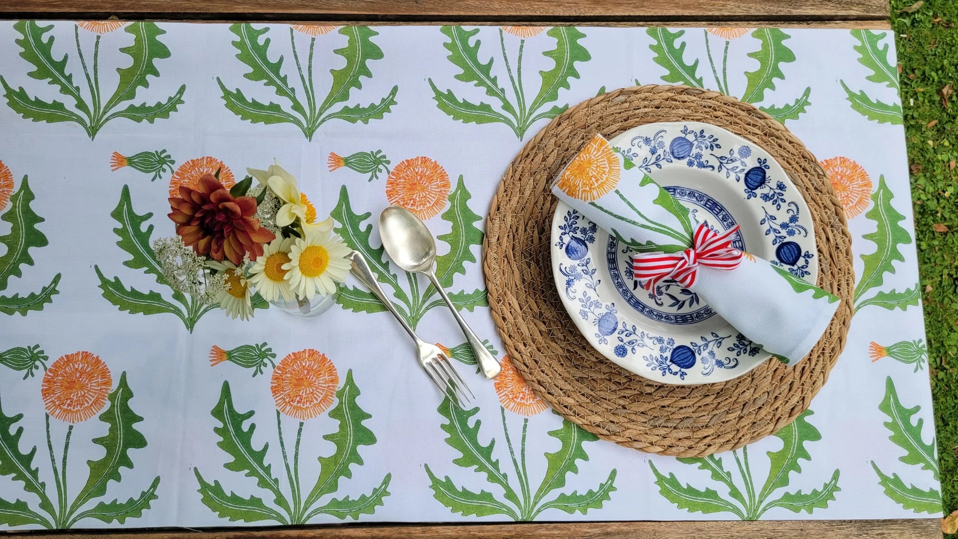 lino printed table runners designed by lizzie mabley
