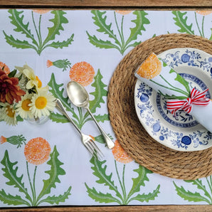 lino printed table runners designed by lizzie mabley