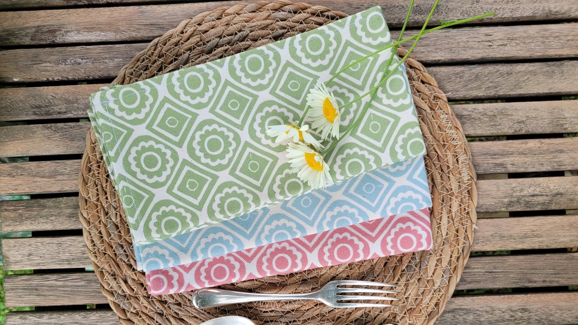 lino printed napkins designed by lizzie mabley