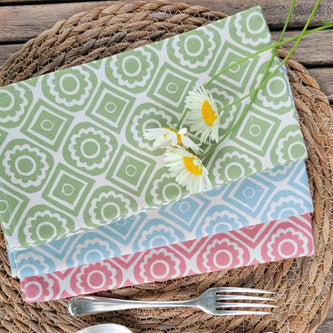 lino printed napkins designed by lizzie mabley