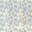 Blue on Cream Alpina lino block printed fabric designed by Lizzie Mabley