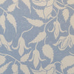 Cream on Blue Alpina lino block printed fabric designed by Lizzie Mabley