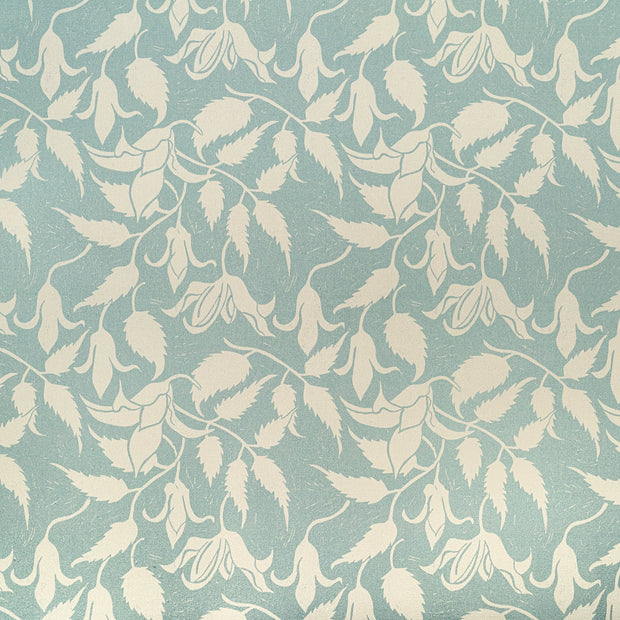 Green Alpina lino block printed fabric designed by Lizzie Mabley