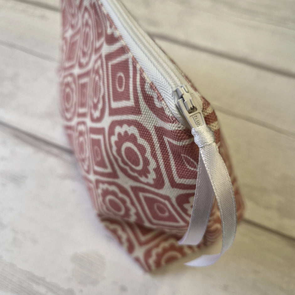 Cosmetic Bag in Candy Pink Rebecca Fabric by Lizzie Mabley
