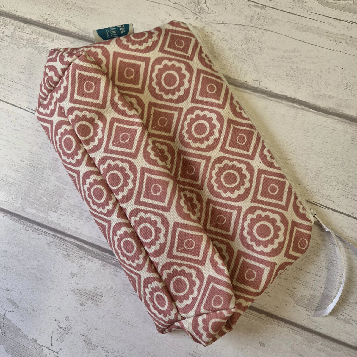 Cosmetic Bag in Candy Pink Rebecca Fabric by Lizzie Mabley