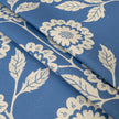 Blue Negative Cecilia lino block printed fabric designed by Lizzie Mabley