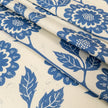 Blue Positive Cecilia lino block printed fabric designed by Lizzie Mabley