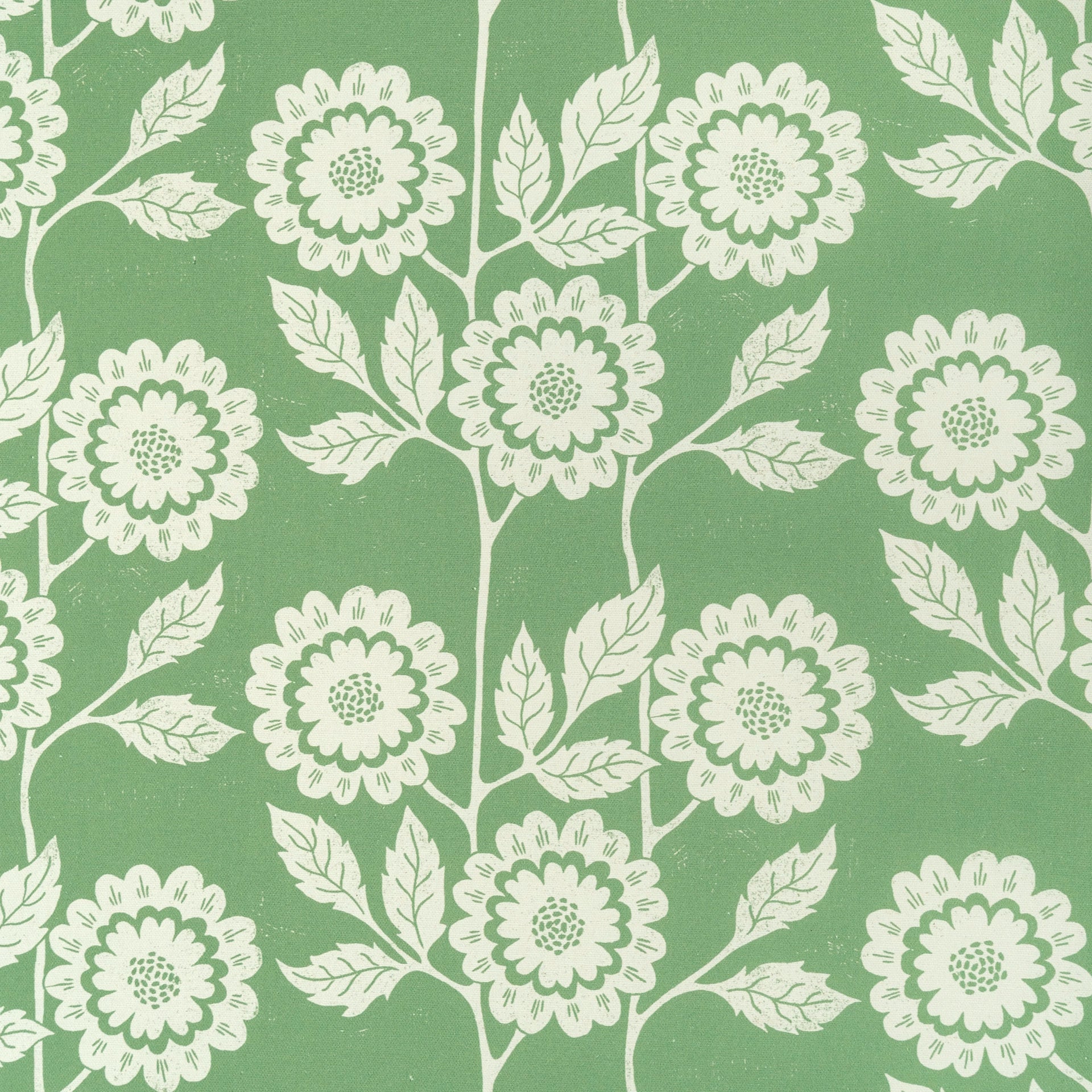 Green Negative Cecilia lino block printed fabric designed by Lizzie Mabley