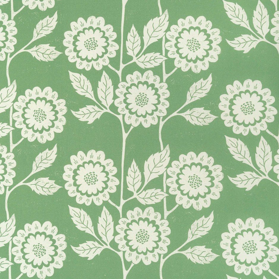 Green Negative Cecilia lino block printed fabric designed by Lizzie Mabley