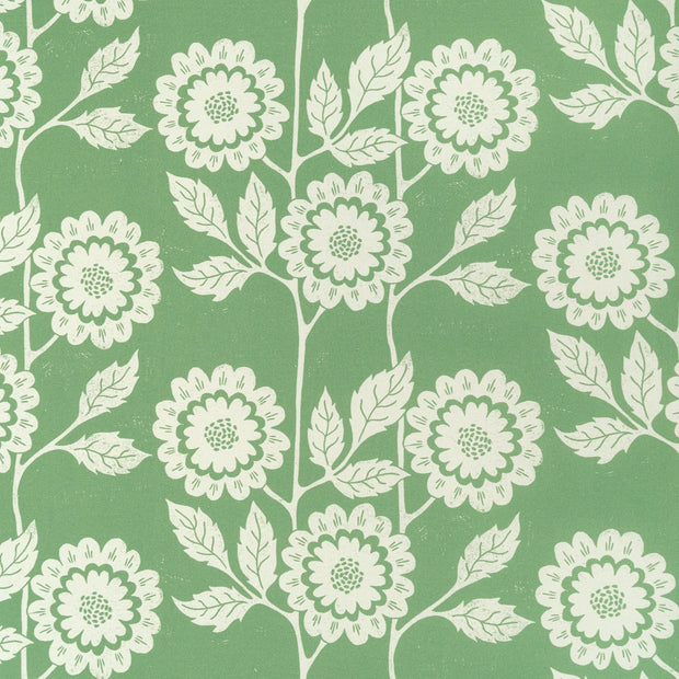 Green Negative Cecilia lino block printed fabric designed by Lizzie Mabley