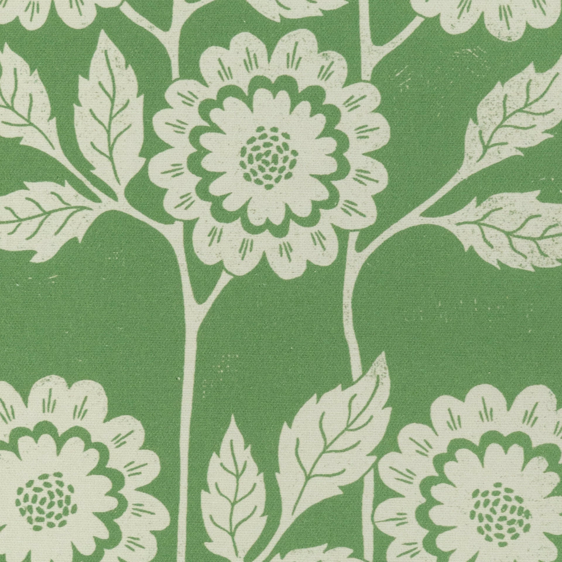 Green Negative Cecilia lino block printed fabric designed by Lizzie Mabley