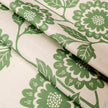 Green Positive Cecilia lino block printed fabric designed by Lizzie Mabley
