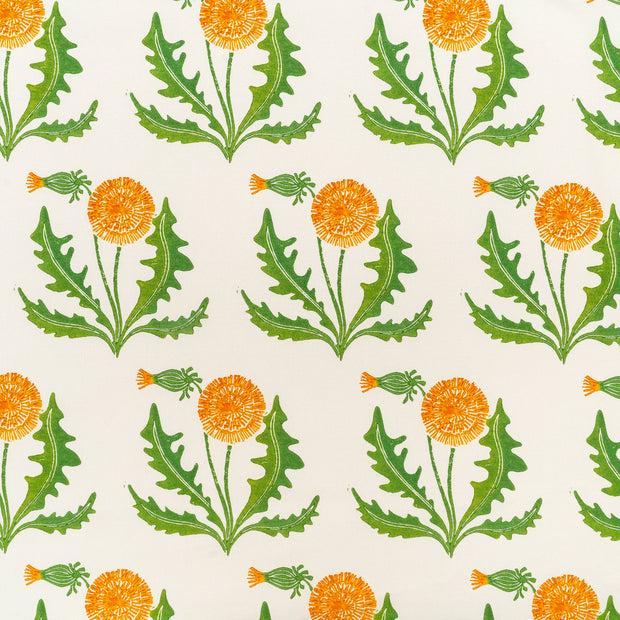 Dandelion lino block printed fabric designed by Lizzie Mabley