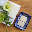 Handmade Ceramic Soap Dish Blue Striped designed by lizzie mabley