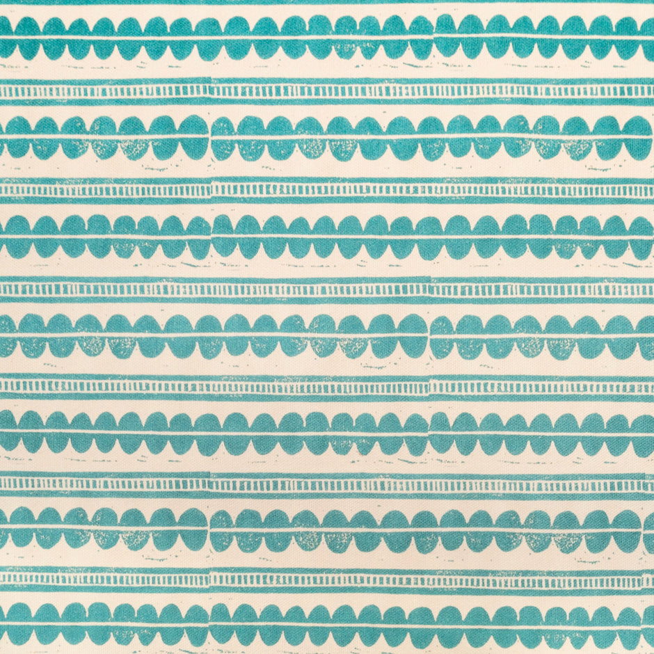 Blue Henry lino block printed fabric designed by Lizzie Mabley