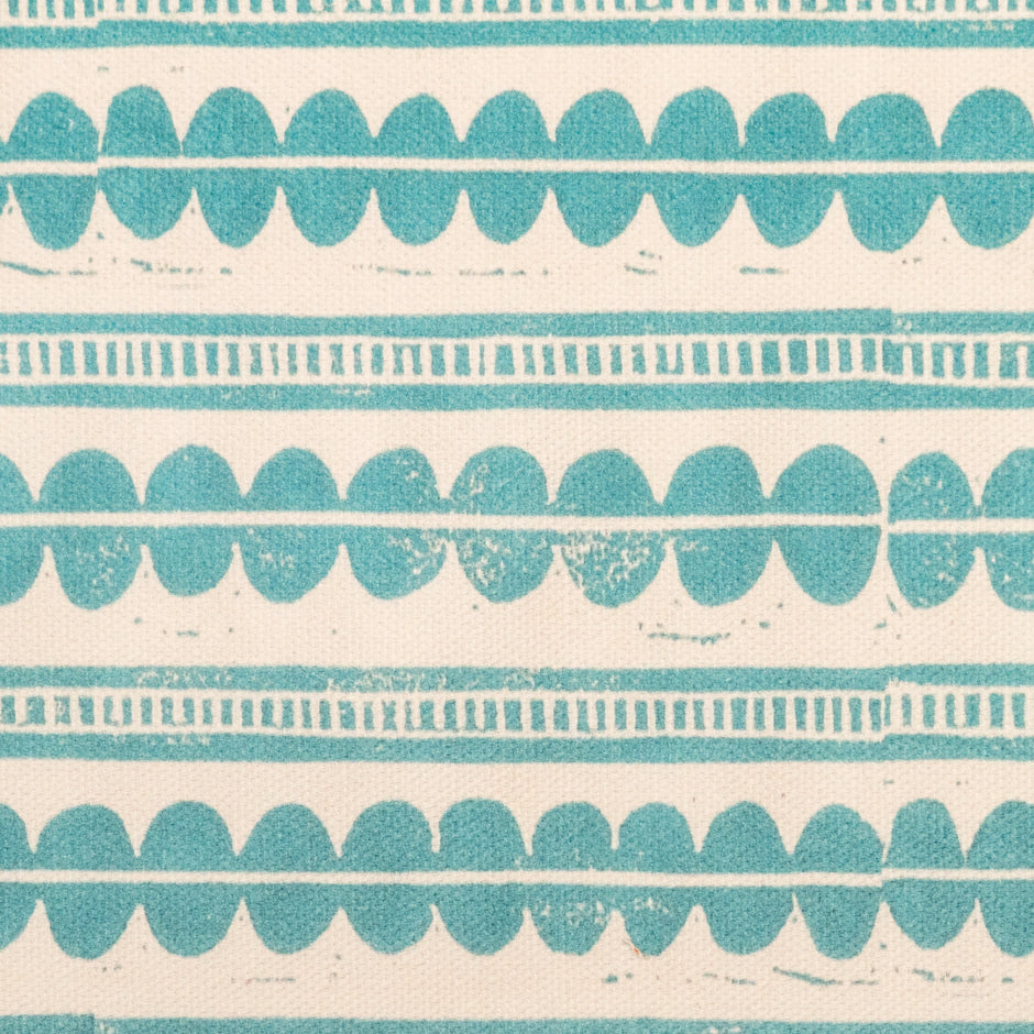 Blue Henry lino block printed fabric designed by Lizzie Mabley