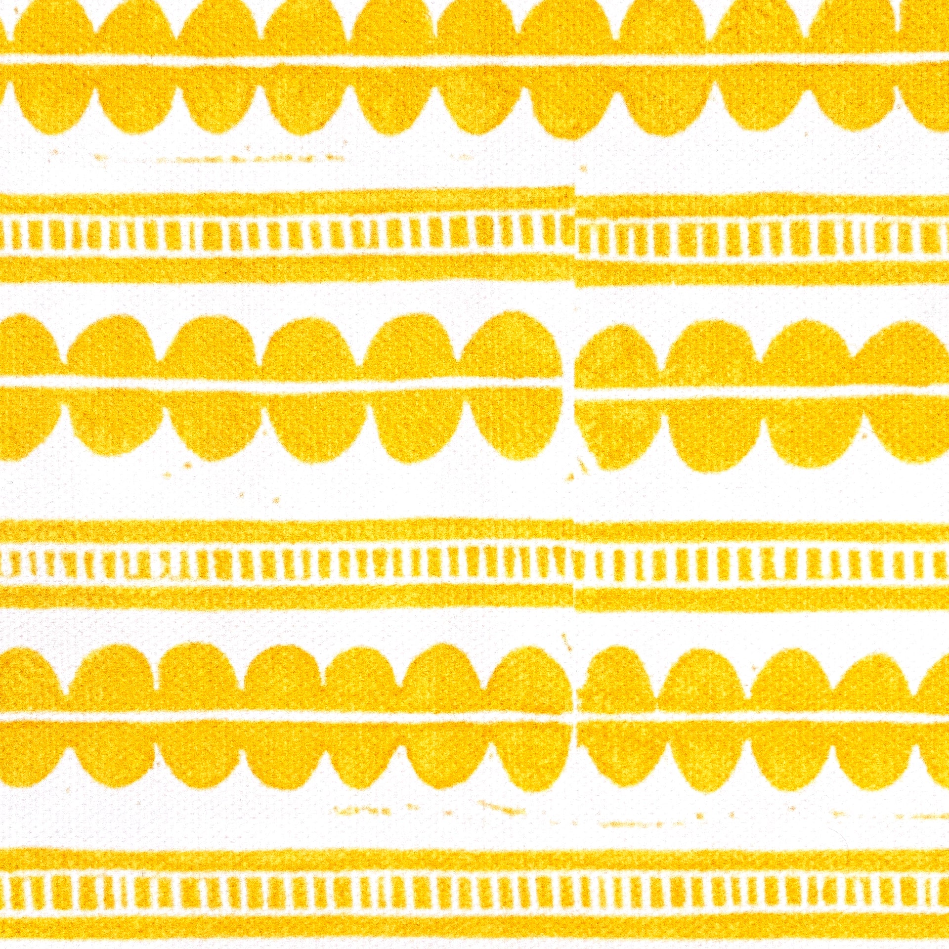 Yellow Henry lino block printed fabric designed by Lizzie Mabley
