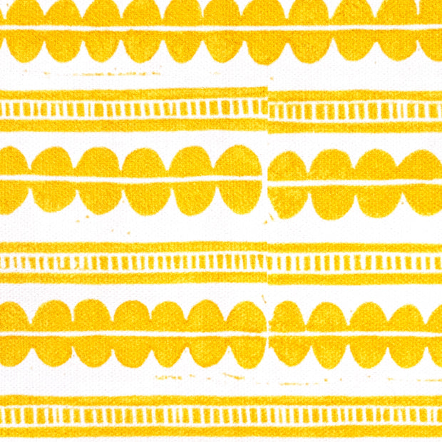 Yellow Henry lino block printed fabric designed by Lizzie Mabley