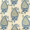 Blue and Green Josephine lino block printed fabric designed by Lizzie Mabley