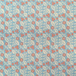 Blue and Coral Lucy lino block printed fabric designed by Lizzie Mabley