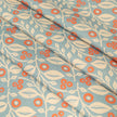 Blue and Coral Lucy lino block printed fabric designed by Lizzie Mabley