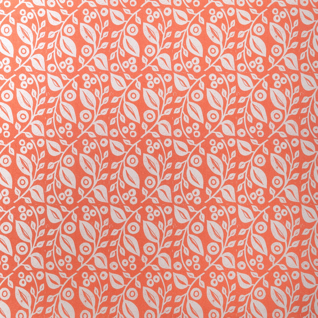 Coral Lucy lino block printed fabric designed by Lizzie Mabley