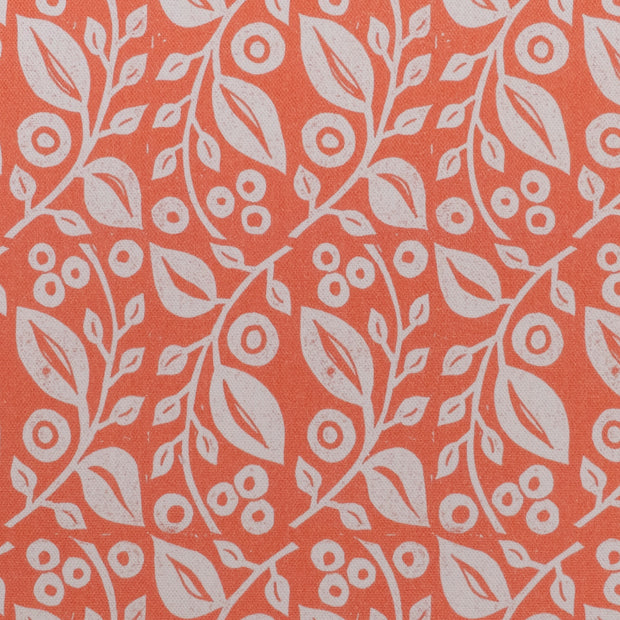 Coral Lucy lino block printed fabric designed by Lizzie Mabley