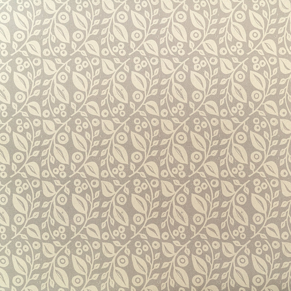 Grey Lucy lino block printed fabric designed by Lizzie Mabley