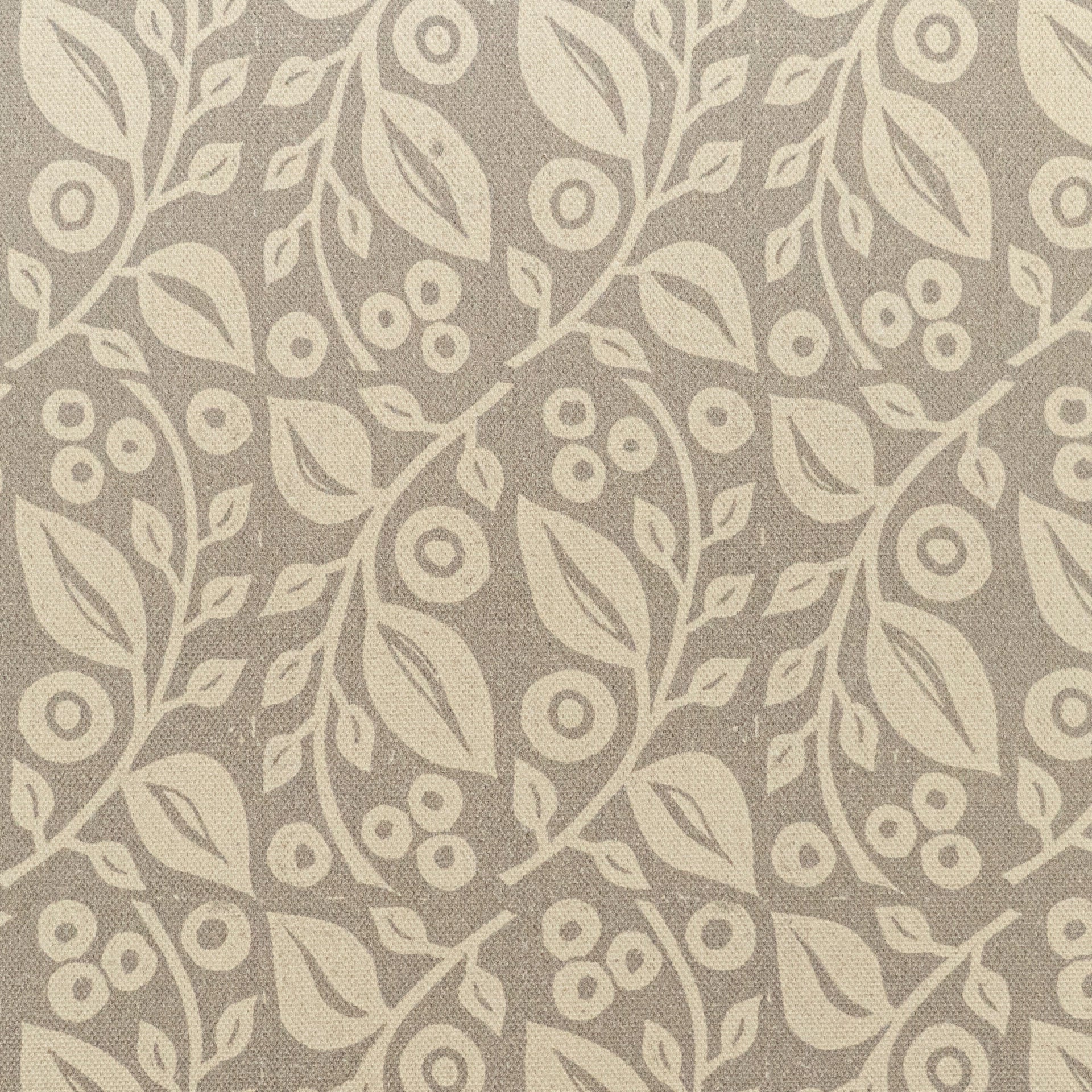 Grey Lucy lino block printed fabric designed by Lizzie Mabley