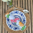 Dandelion lino block printed fabric napkin designed by Lizzie Mabley