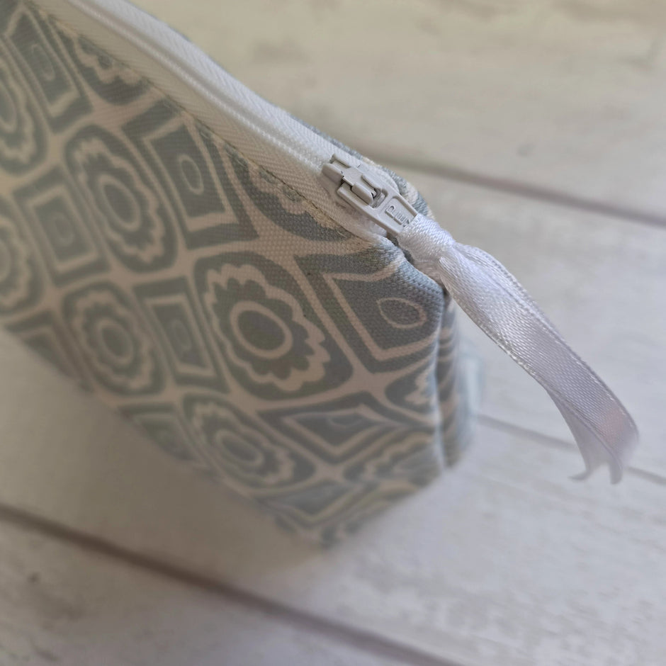 Cosmetic Bag in Powder Blue Rebecca Fabric by Lizzie Mabley