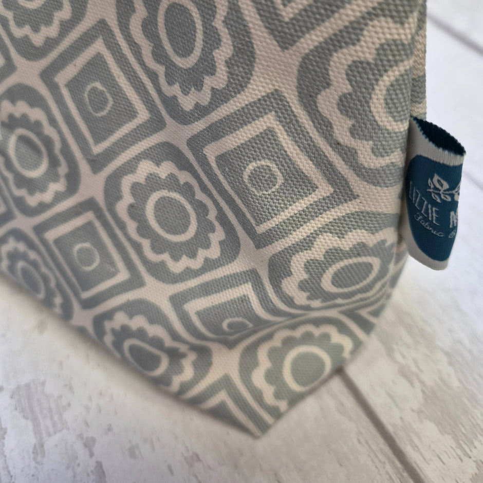 Cosmetic Bag in Powder Blue Rebecca Fabric by Lizzie Mabley
