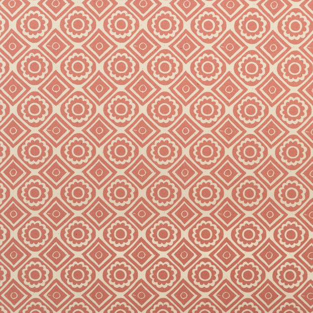 Candy Pink Rebecca lino block printed fabric designed by Lizzie Mabley