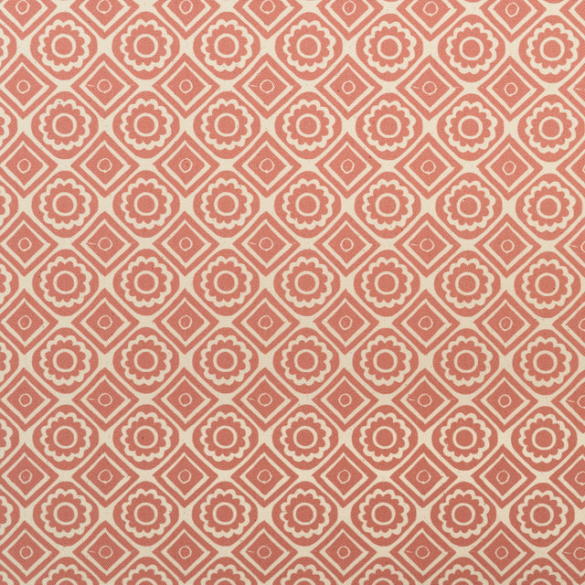 Candy Pink Rebecca lino block printed fabric designed by Lizzie Mabley