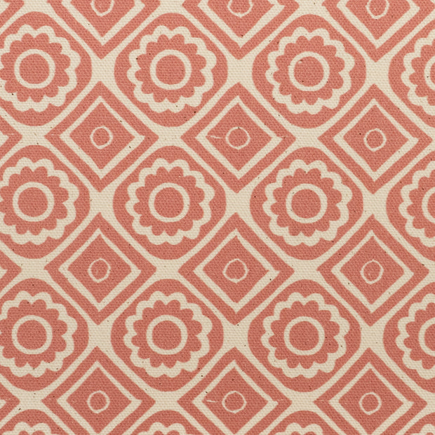 Candy Pink Rebecca lino block printed fabric designed by Lizzie Mabley