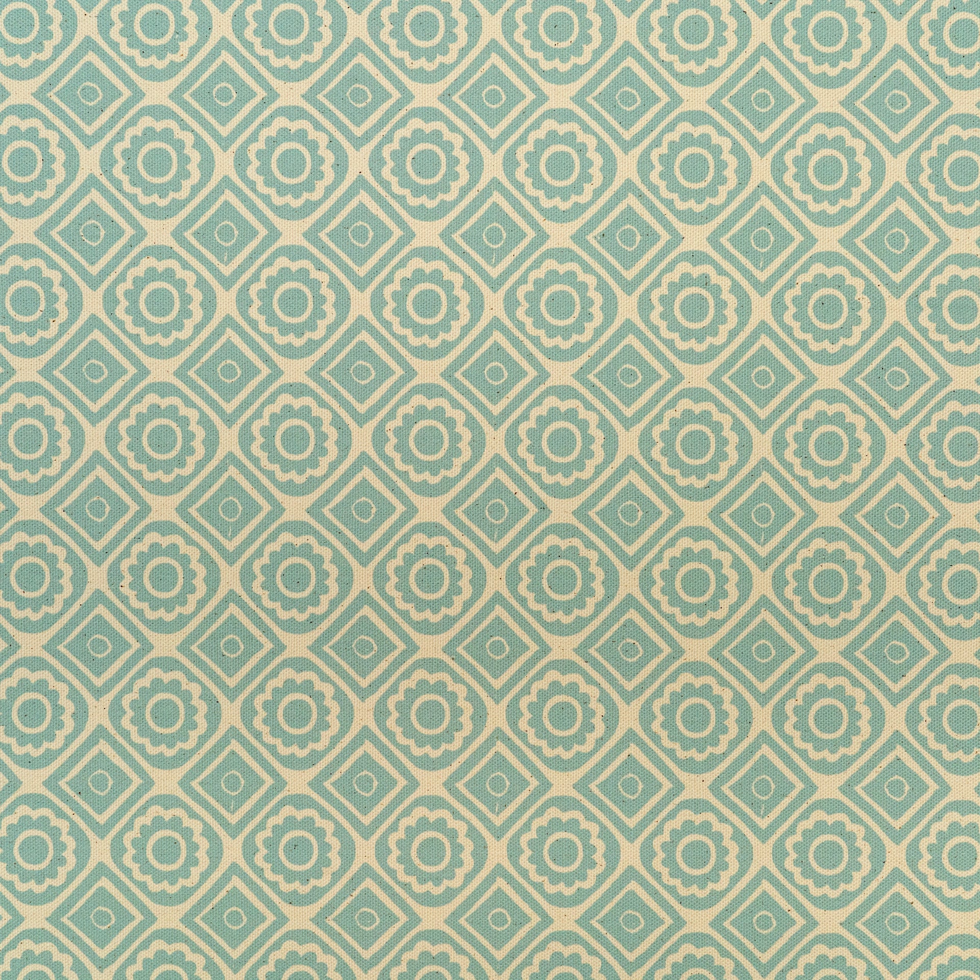 Powder Blue Rebecca lino block printed fabric designed by Lizzie Mabley