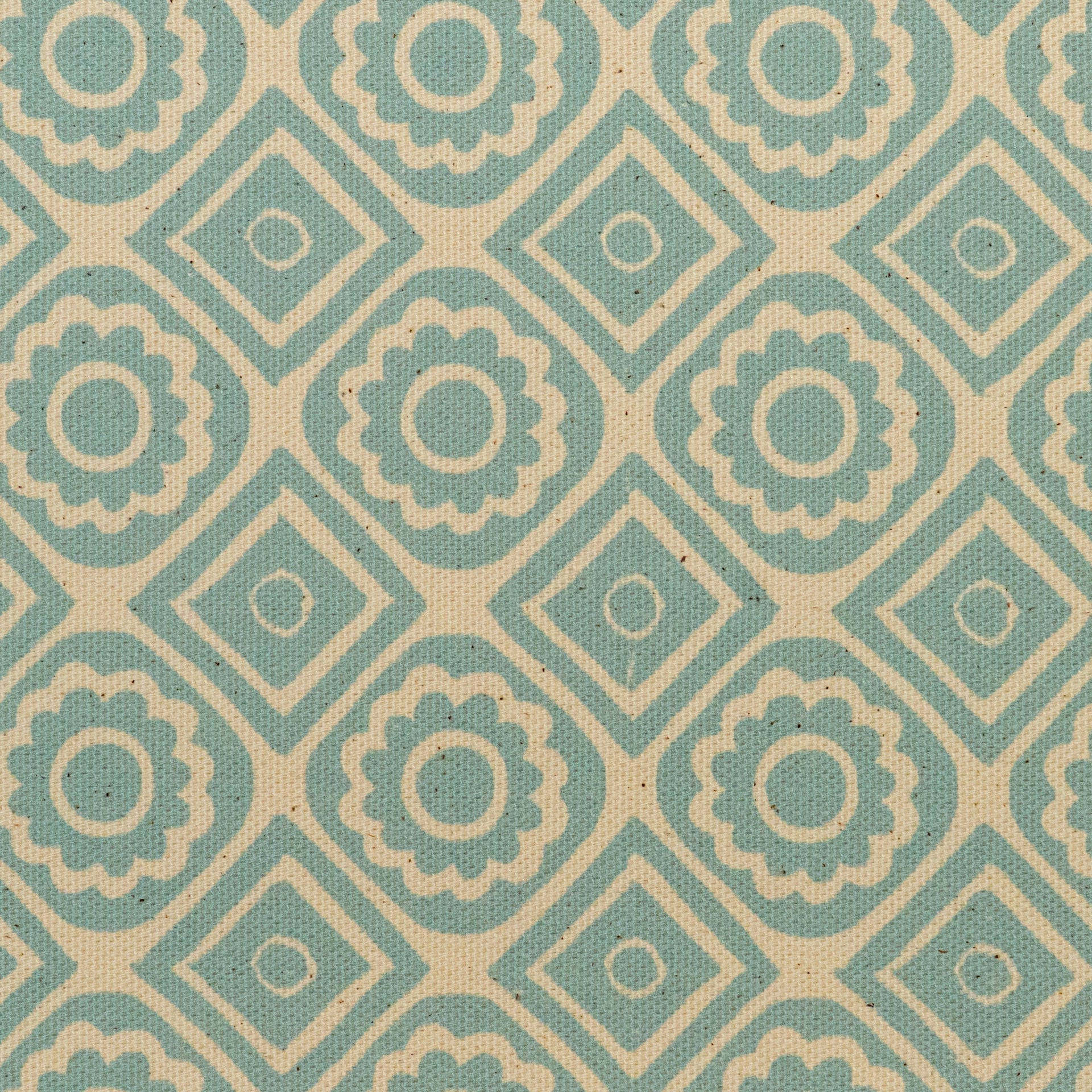 Powder Blue Rebecca lino block printed fabric designed by Lizzie Mabley