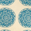 Blue Rosette lino block printed fabric designed by Lizzie Mabley