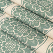 Green Rosette lino block printed fabric designed by Lizzie Mabley