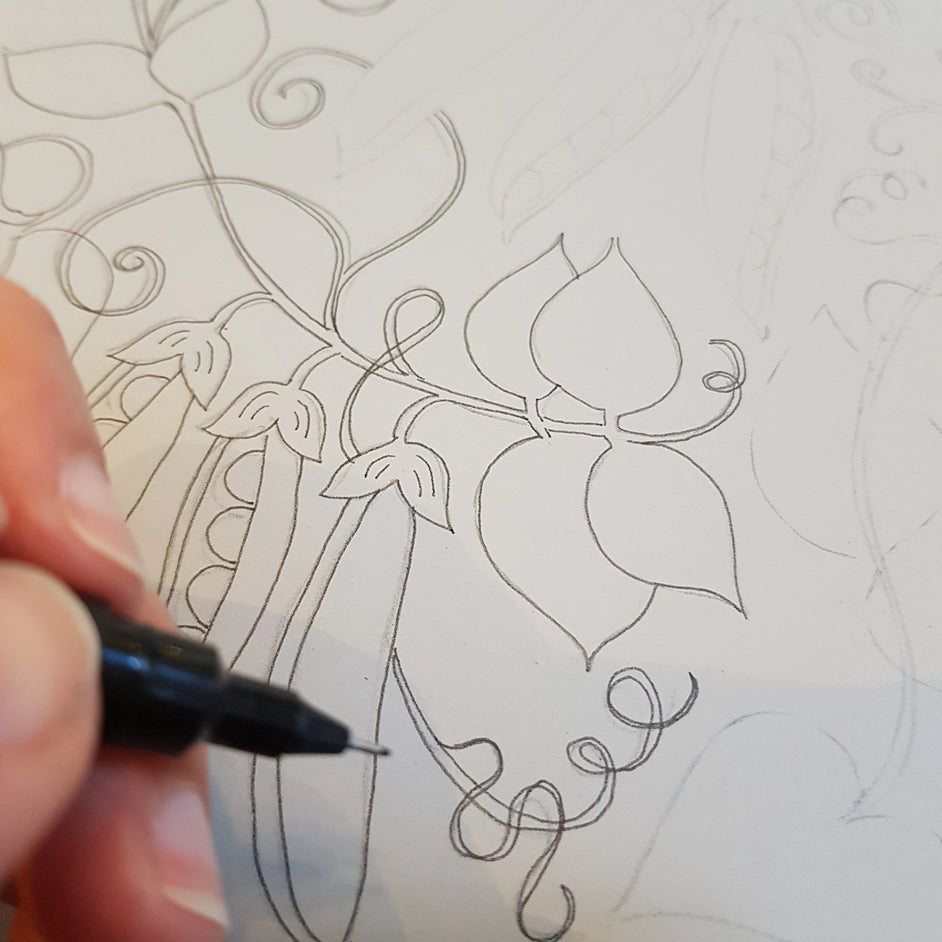 sketching and tracing prior to carving lino blocks for print