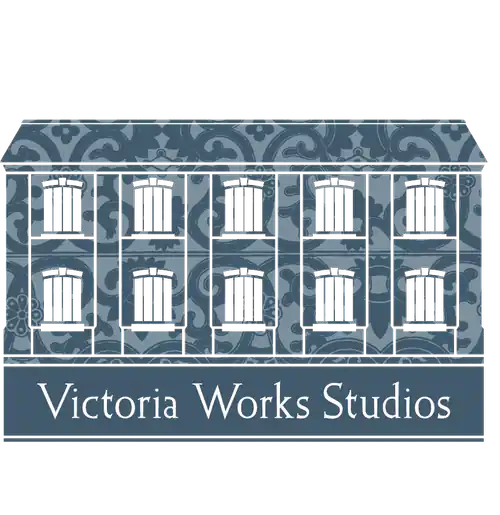 Line drawing depicting the exterior facade of Victoria Works Studios